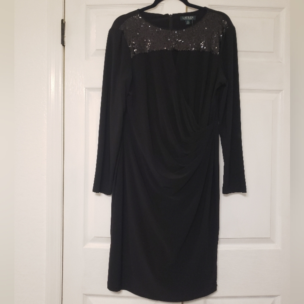 NWT Lauren Ralph Lauren Black Midi Dress